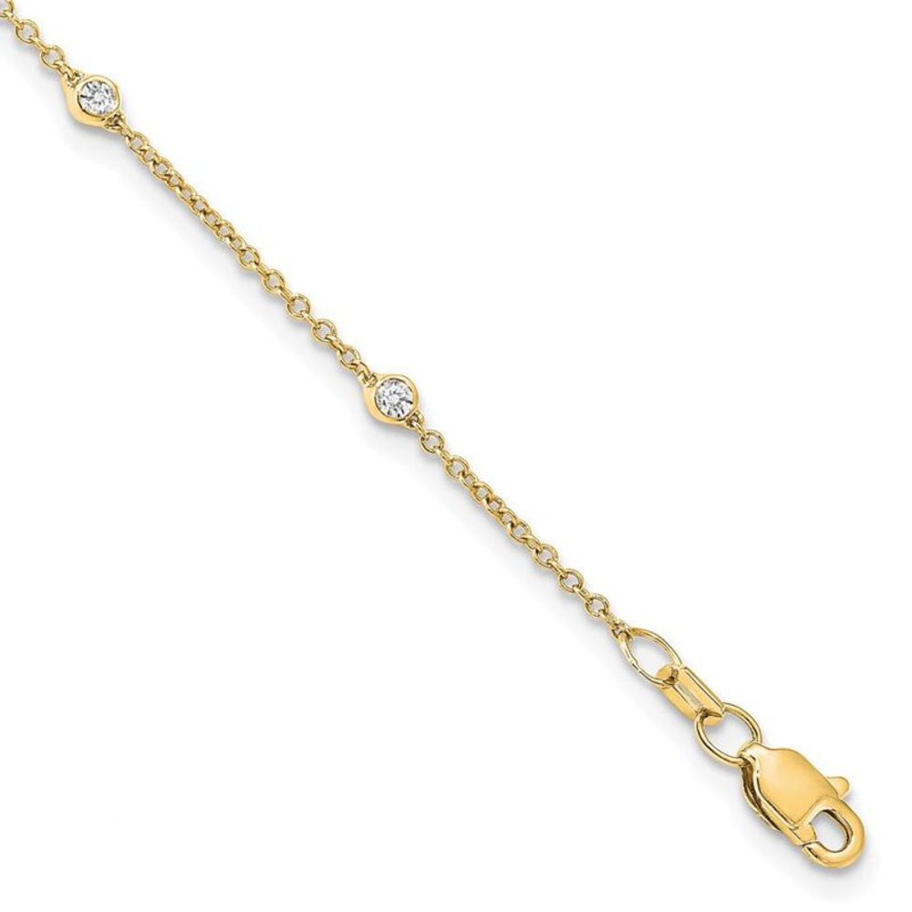 14k Yellow Gold 1/5 Ct Lab Grown Diamond (E-F, VS1) Station Anklet - 9in